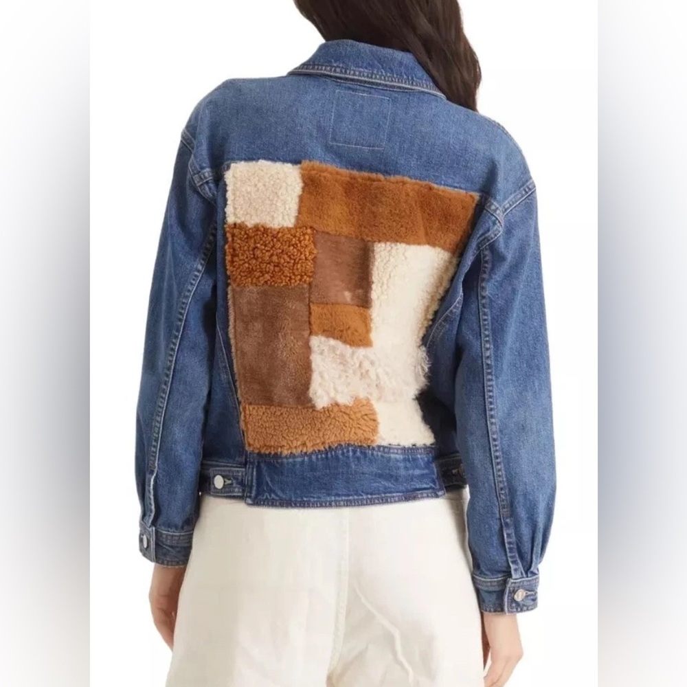Mother Running with Denim Patchwork Jacket NWT si… - image 1